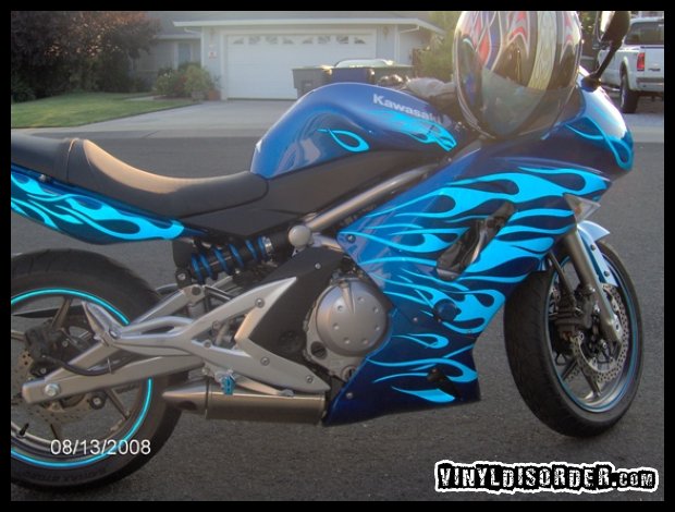 Blue Reflective Flame Decals